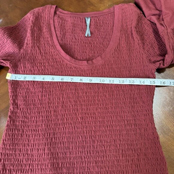 Anthropologie Smocked Bell Sleeve Top Shirt Blouse Wine Red Burgundy Sz Small - Picture 9 of 15